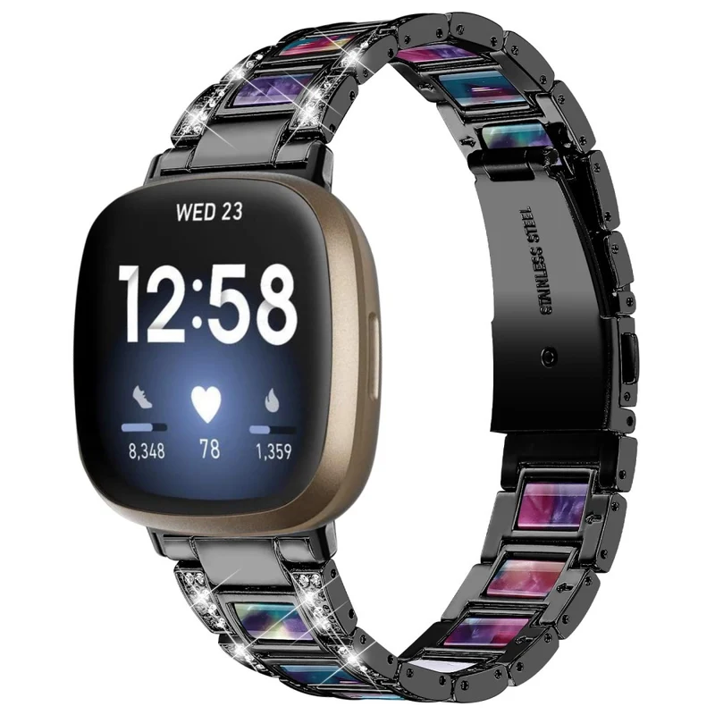 Fitbit Sense 2 / Versa 4 resin adorned stainless steel strap