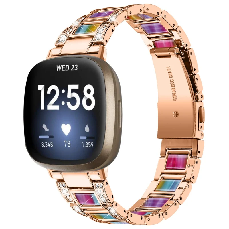 Fitbit Sense 2 / Versa 4 resin adorned stainless steel strap