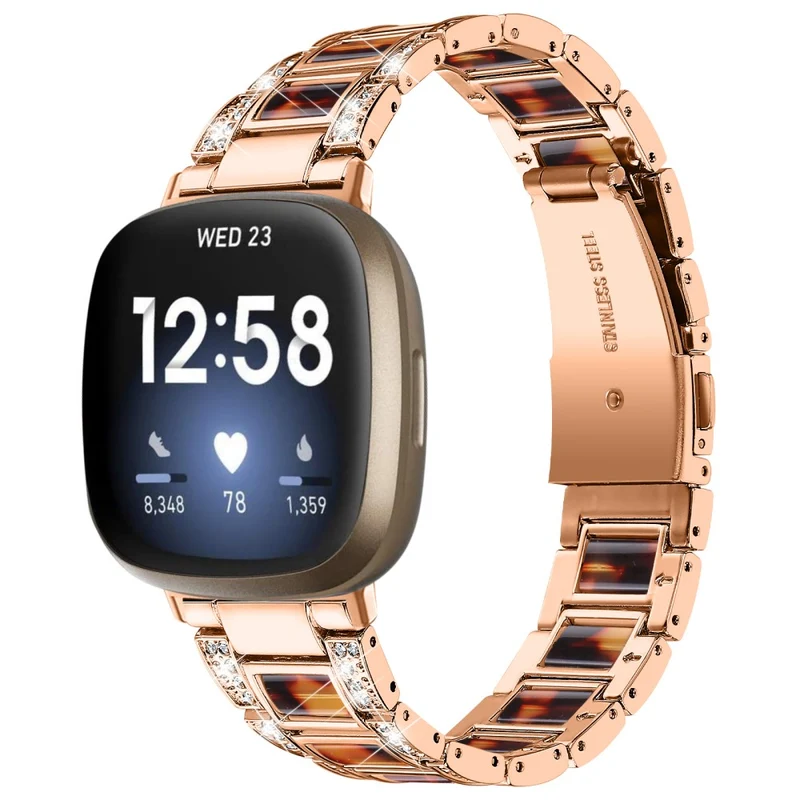 Fitbit Sense 2 / Versa 4 resin adorned stainless steel strap
