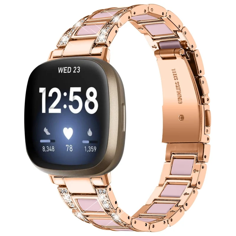 Fitbit Sense 2 / Versa 4 resin adorned stainless steel strap