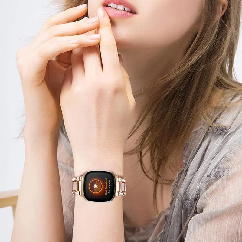 Fitbit Sense 2 / Versa 4 resin adorned stainless steel strap