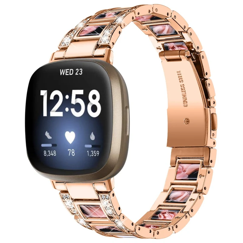 Fitbit Sense 2 / Versa 4 resin adorned stainless steel strap