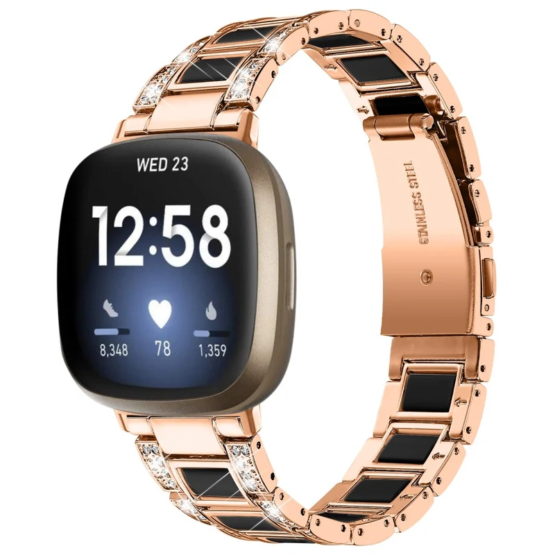 Fitbit Sense 2 / Versa 4 resin adorned stainless steel strap