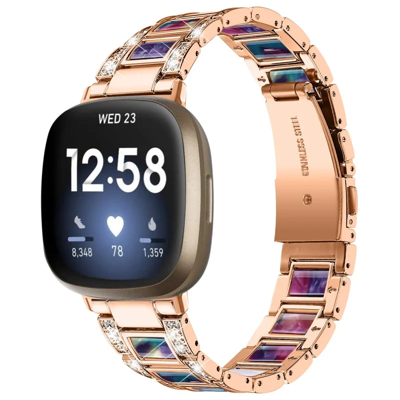 Fitbit Sense 2 / Versa 4 resin adorned stainless steel strap