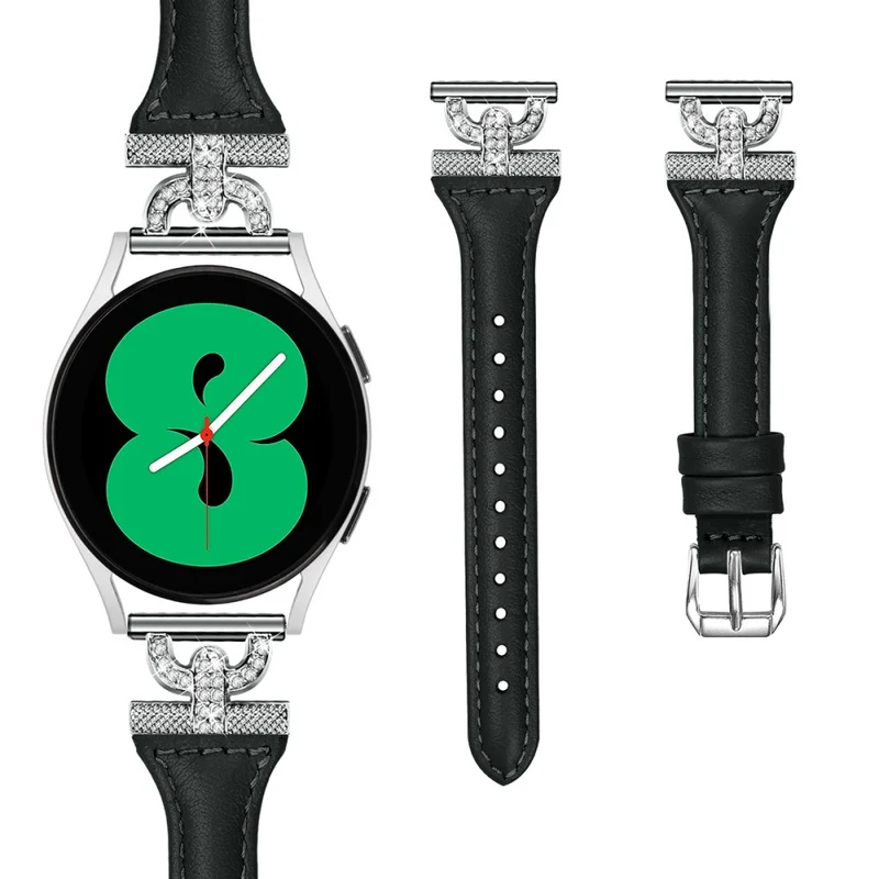 Genuine Cowhide leather strap with silver buckle for Samsung Galaxy Watch Active 3 / 2 / 1 - Snake Texture
