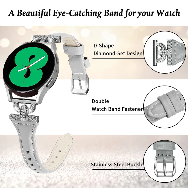 Genuine Cowhide leather strap with silver buckle for Samsung Galaxy Watch Active 3 / 2 / 1 - Snake Texture