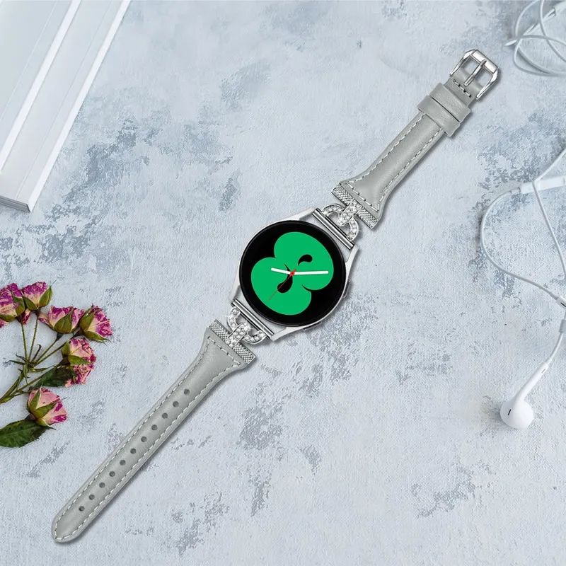 Genuine Cowhide leather strap with silver buckle for Samsung Galaxy Watch Active 3 / 2 / 1 - Snake Texture