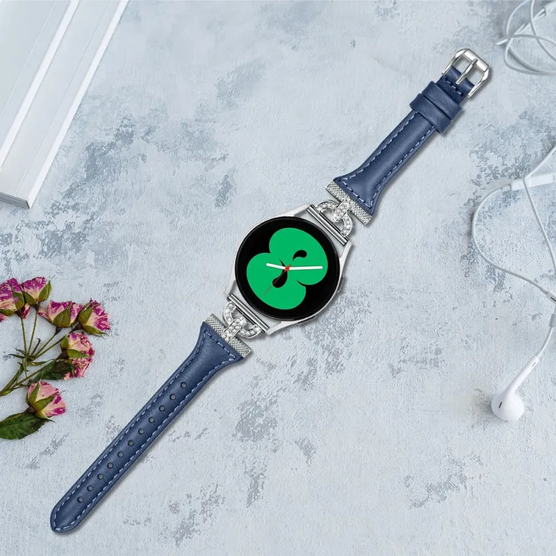 Genuine Cowhide leather strap with silver buckle for Samsung Galaxy Watch Active 3 / 2 / 1 - Snake Texture