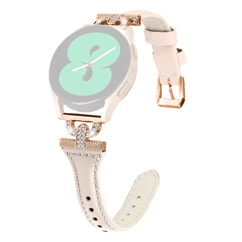 Genuine Cowhide leather strap with rose gold buckle for Samsung Galaxy Watch Active 3 / 2 / 1