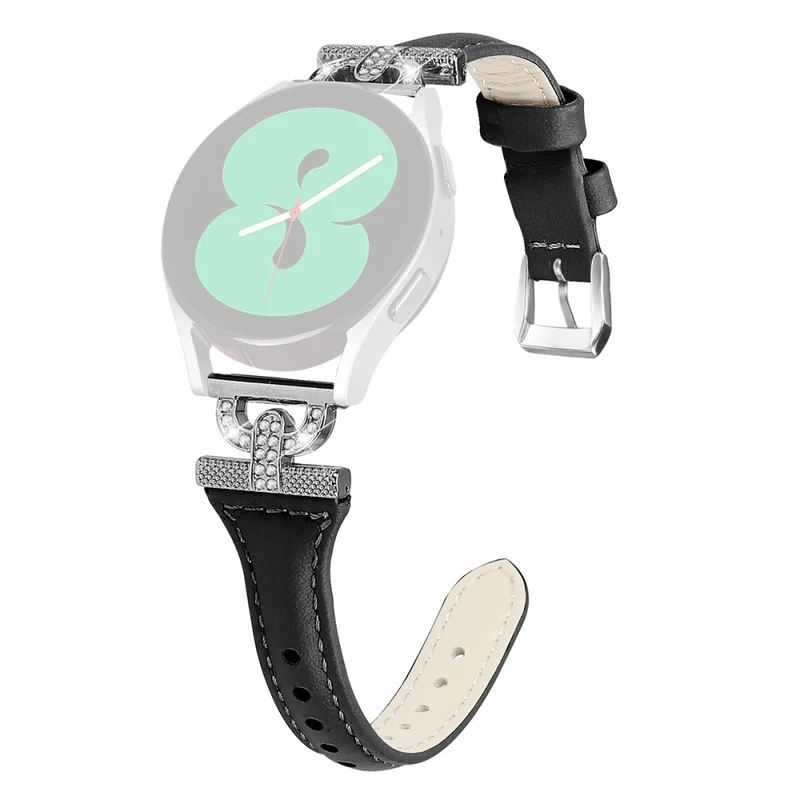 Samsung Galaxy Watch 6 / 5 / 4 Genuine Cowhide leather strap with silver buckle - Ink Blue