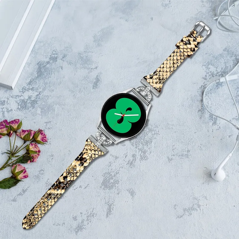 Samsung Galaxy Watch 6 / 5 / 4 Genuine Cowhide leather strap with silver buckle - Ink Blue