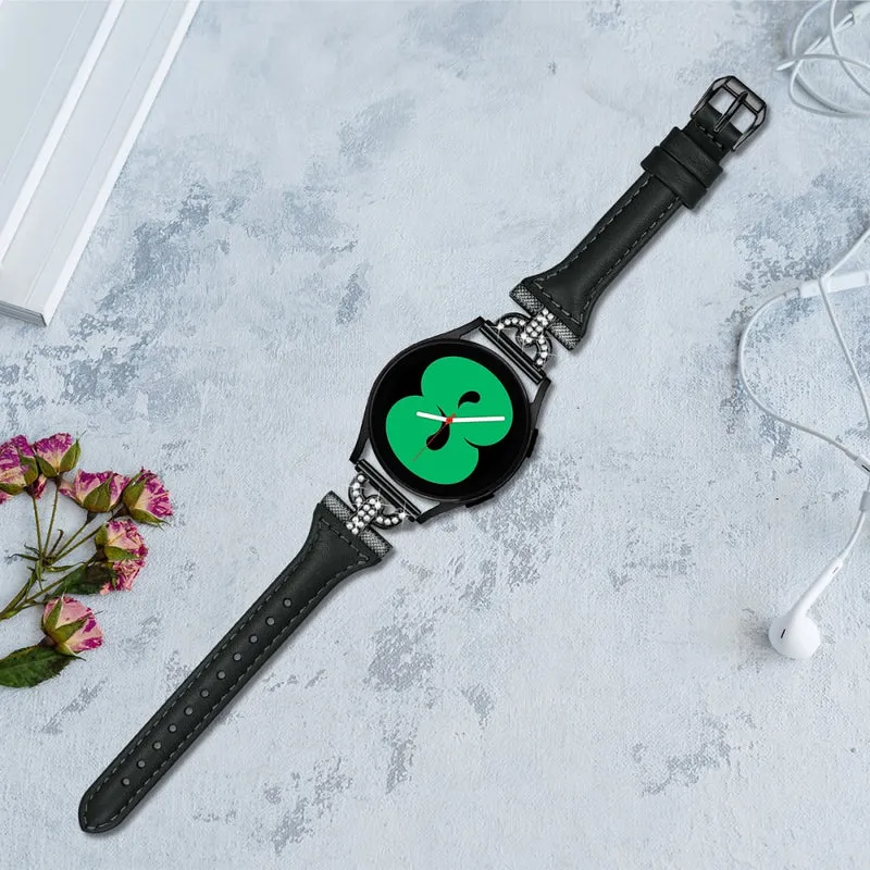 Samsung Galaxy Watch 6 / 5 / 4 Genuine Cowhide leather strap with black buckle
