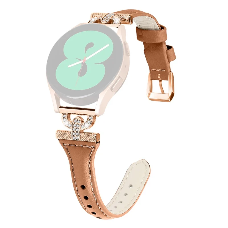 Samsung Galaxy Watch 6 / 5 / 4 Genuine Cowhide leather strap with rose gold buckle