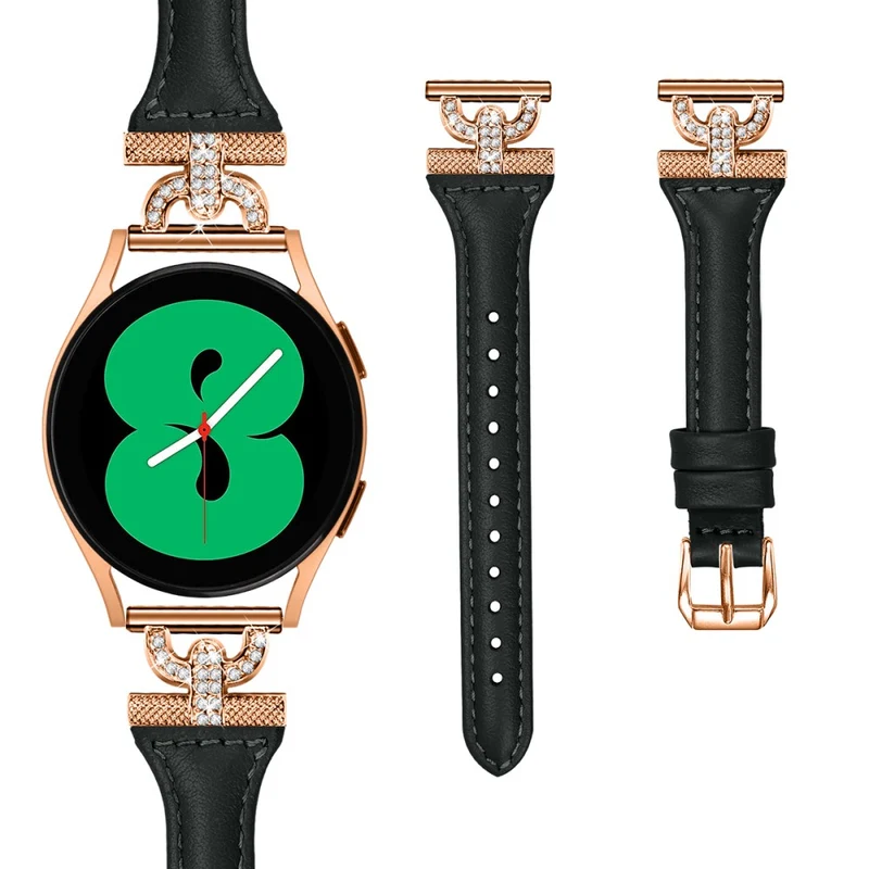 Samsung Galaxy Watch 6 / 5 / 4 Genuine Cowhide leather strap with rose gold buckle