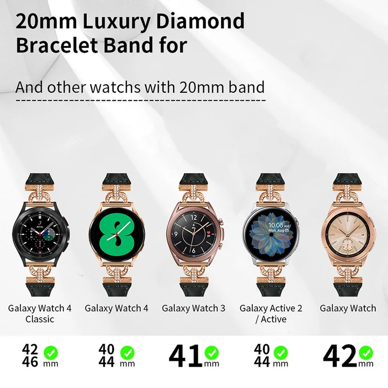 Samsung Galaxy Watch 6 / 5 / 4 Genuine Cowhide leather strap with rose gold buckle