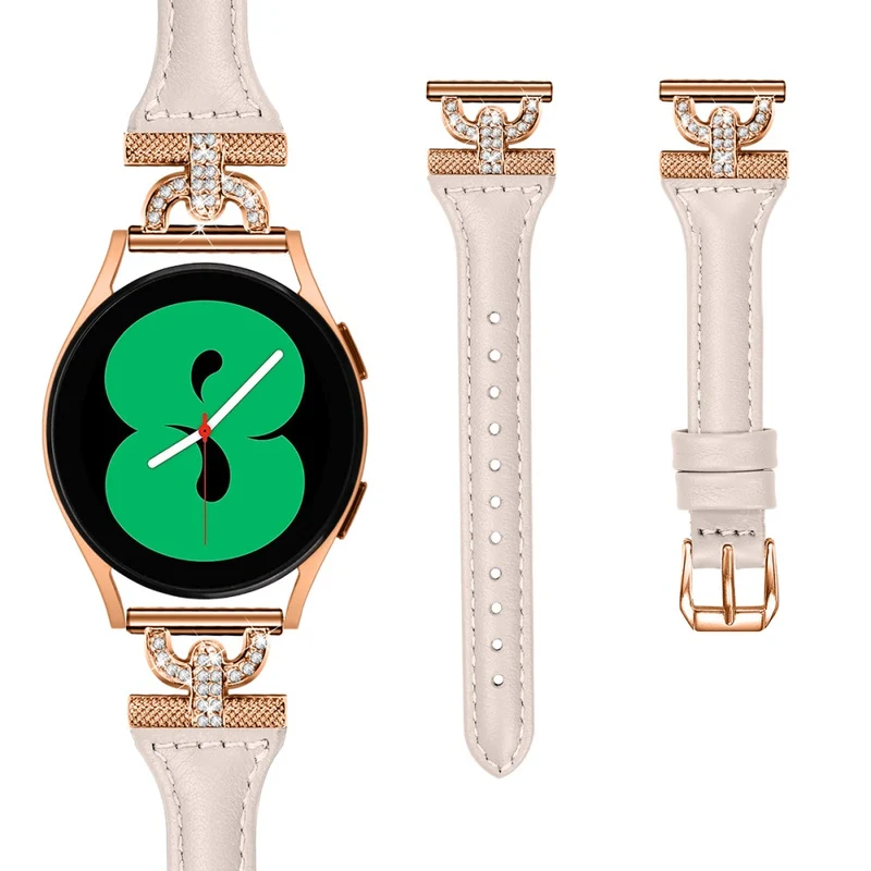 Samsung Galaxy Watch 6 / 5 / 4 Genuine Cowhide leather strap with rose gold buckle