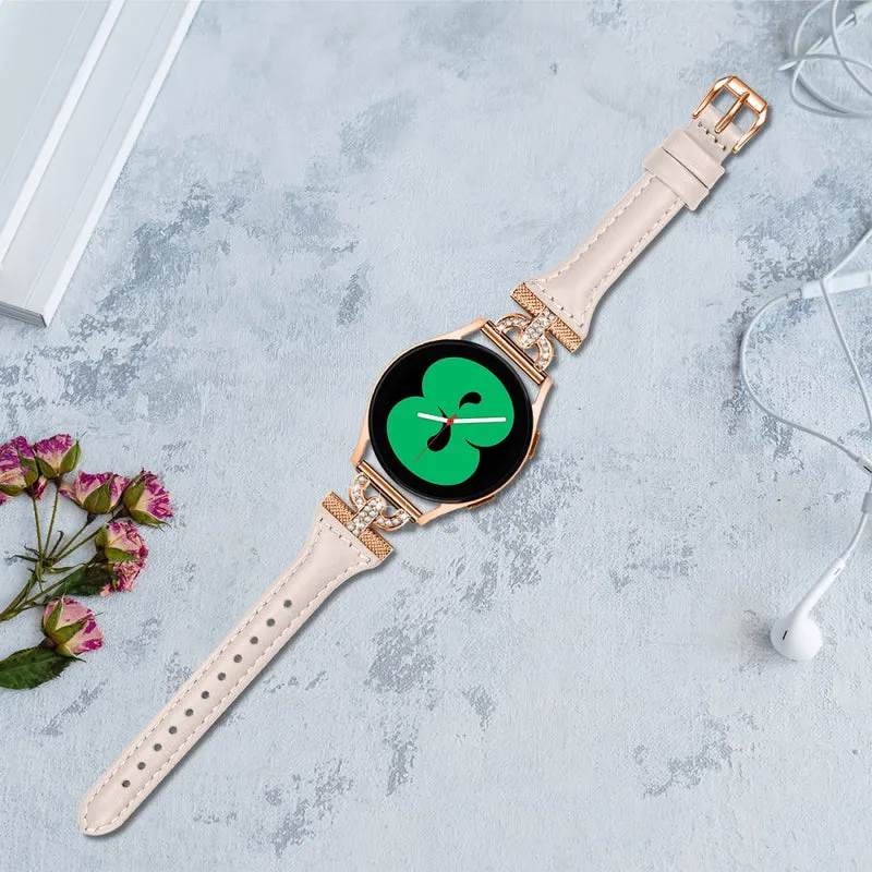 Samsung Galaxy Watch 6 / 5 / 4 Genuine Cowhide leather strap with rose gold buckle