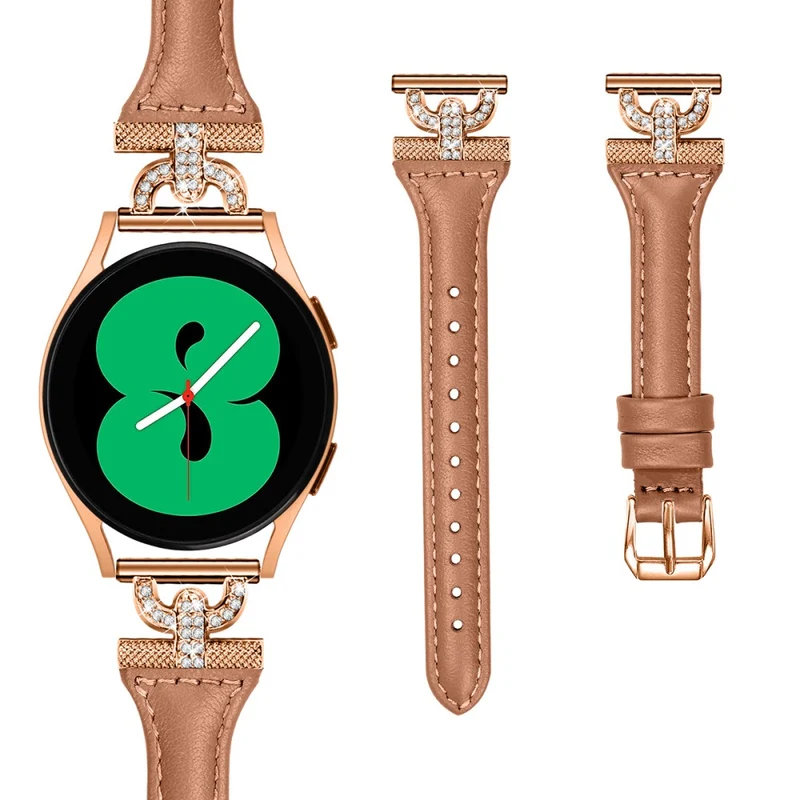 Samsung Galaxy Watch 6 / 5 / 4 Genuine Cowhide leather strap with rose gold buckle