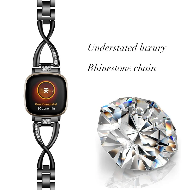 Fitbit Sense 2 / Versa 4 X-Shape rhinestone décor metal strap