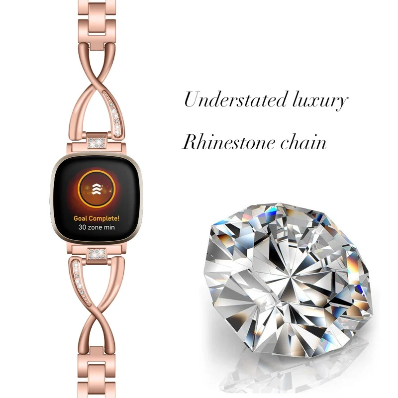 Fitbit Sense 2 / Versa 4 X-Shape rhinestone décor metal strap