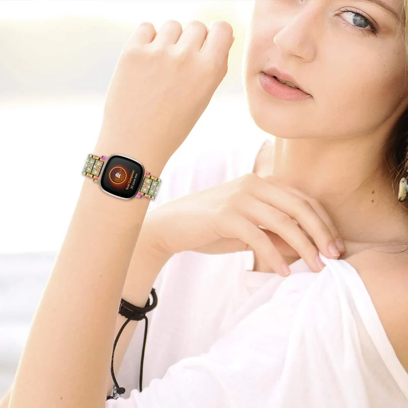 Fitbit Sense 2 / Versa 4 rhinestone décor zinc alloy strap - Multi-color