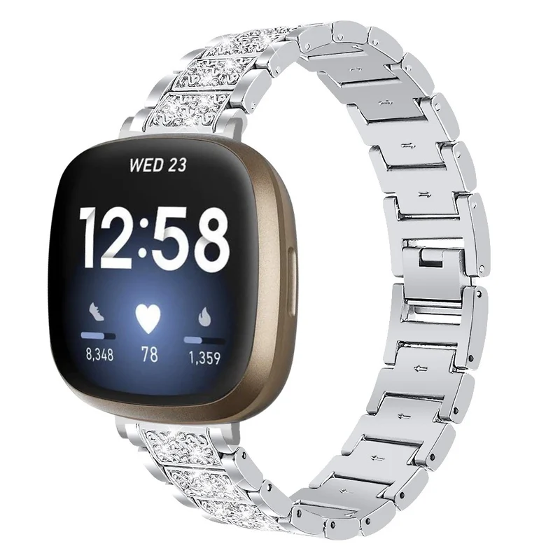 Fitbit Sense 2 / Versa 4 rhinestone décor zinc alloy strap - Multi-color
