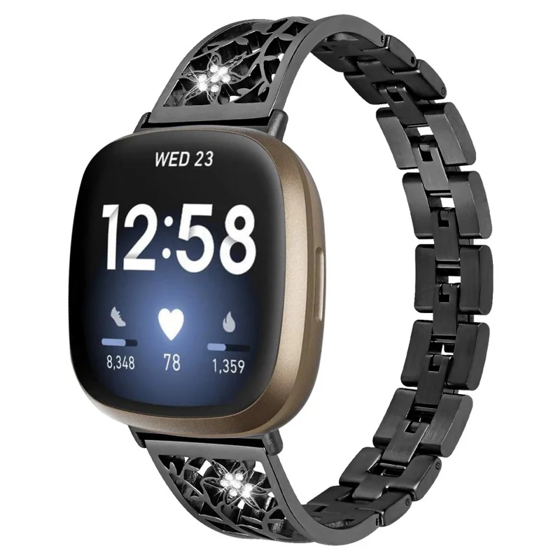 Fitbit Sense 2 / Versa 4 rhinestone décor stainless steel strap