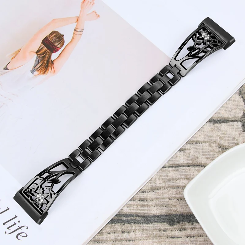 Fitbit Sense 2 / Versa 4 rhinestone décor stainless steel strap