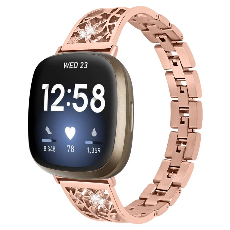 Fitbit Sense 2 / Versa 4 rhinestone décor stainless steel strap