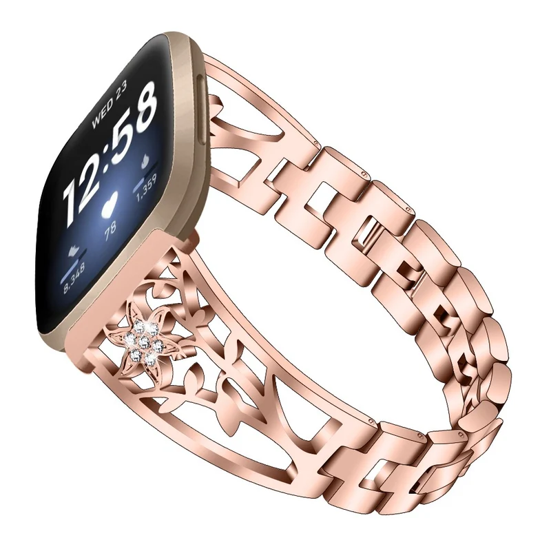 Fitbit Sense 2 / Versa 4 rhinestone décor stainless steel strap