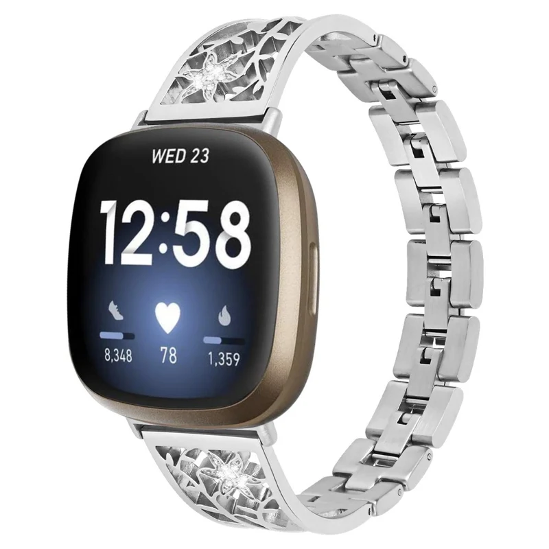 Fitbit Sense 2 / Versa 4 rhinestone décor stainless steel strap