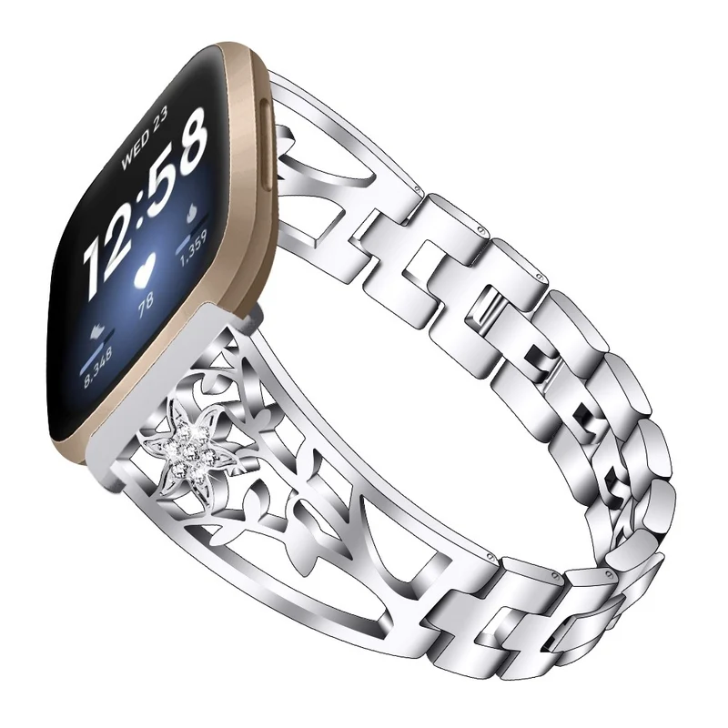 Fitbit Sense 2 / Versa 4 rhinestone décor stainless steel strap
