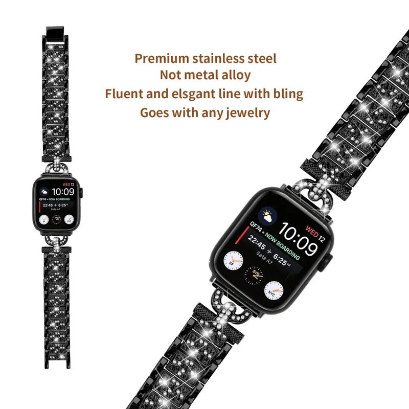 Apple Watch Series 8 (41mm) rhinestone décor stainless steel strap