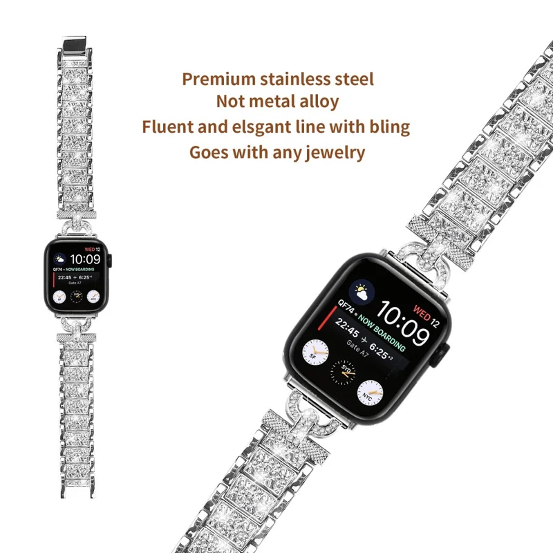 Apple Watch Series 8 (41mm) rhinestone décor stainless steel strap