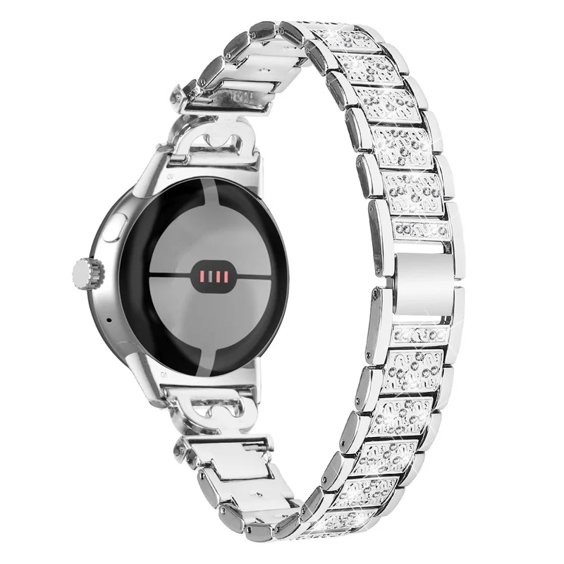 Google Pixel Watch rhinestone décor stainless steel strap