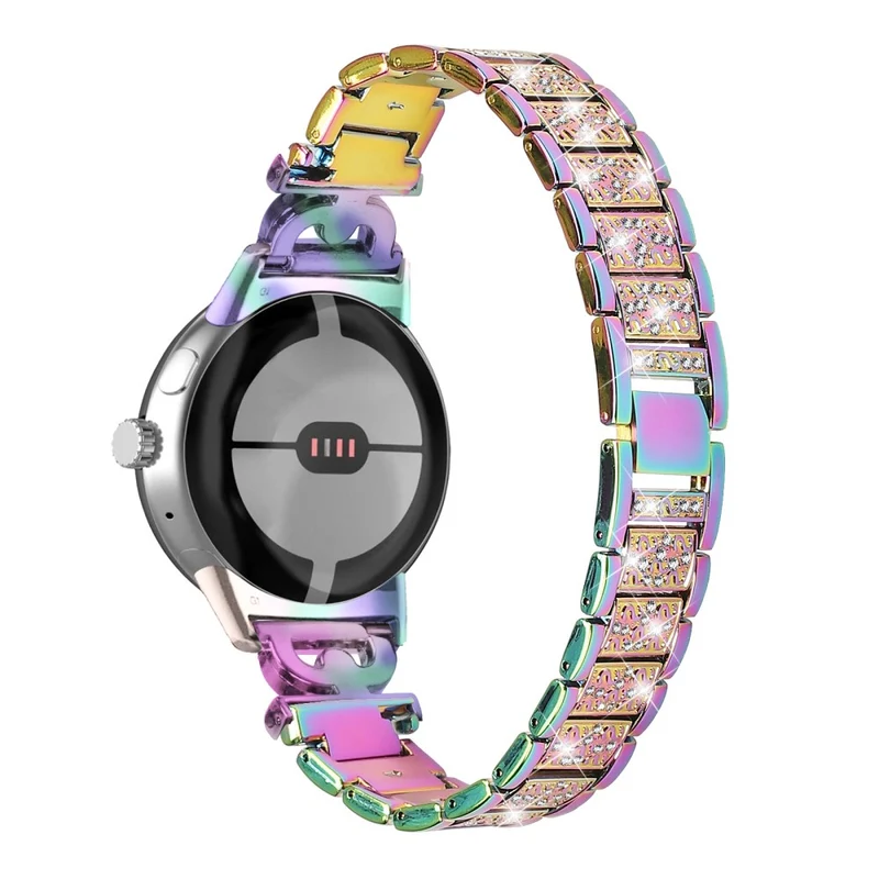 Google Pixel Watch rhinestone décor stainless steel strap
