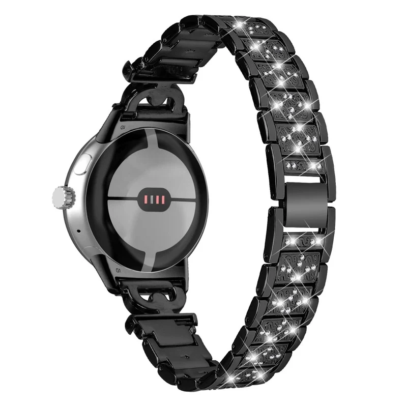 Google Pixel Watch rhinestone décor stainless steel strap