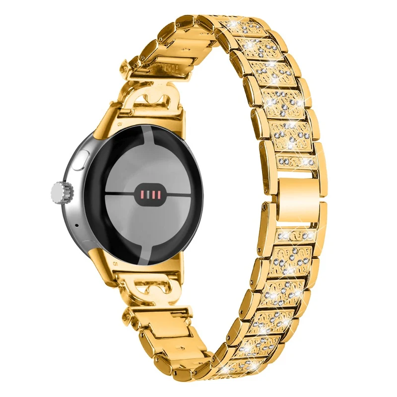 Google Pixel Watch rhinestone décor stainless steel strap