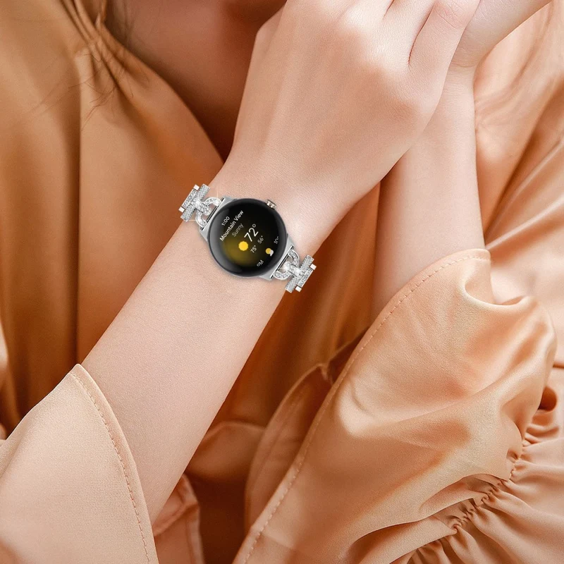 Google Pixel Watch rhinestone décor stainless steel strap