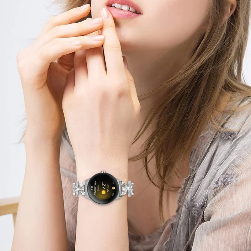 Google Pixel Watch rhinestone décor stainless steel strap