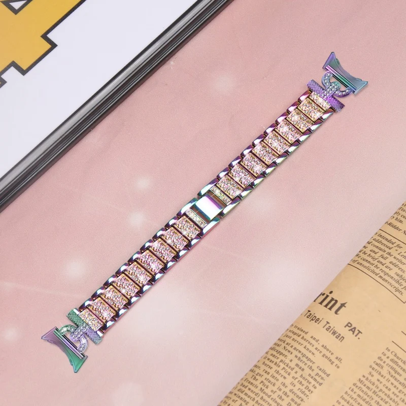 Google Pixel Watch rhinestone décor stainless steel strap