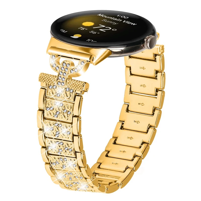 Google Pixel Watch rhinestone décor stainless steel strap