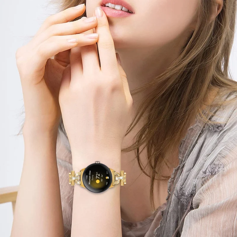 Google Pixel Watch rhinestone décor stainless steel strap