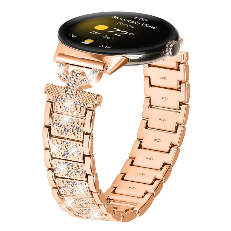 Google Pixel Watch rhinestone décor stainless steel strap