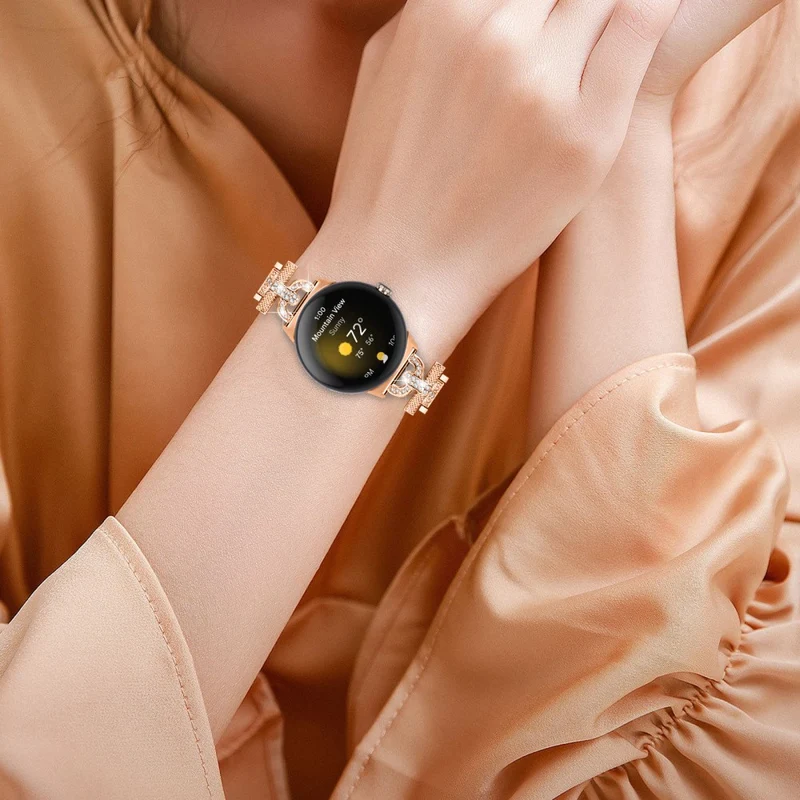 Google Pixel Watch rhinestone décor stainless steel strap