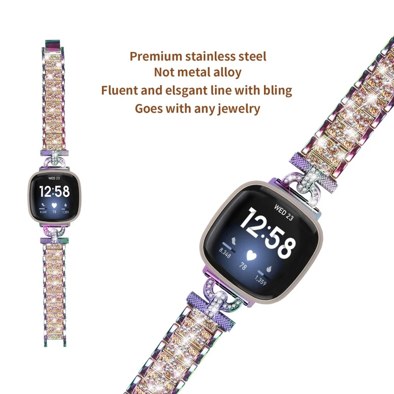 Fitbir Sense / Versa 3 rhinestone décor stainless steel strap