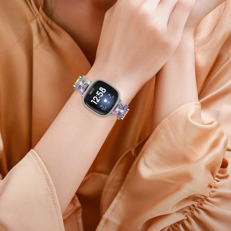 Fitbir Sense / Versa 3 rhinestone décor stainless steel strap
