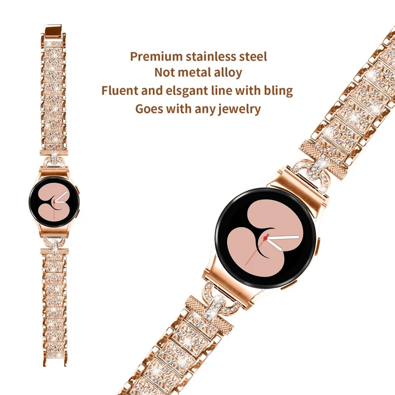 Samsung Galaxy Watch 6 / 5 / 4 rhinestone bead stainless steel strap