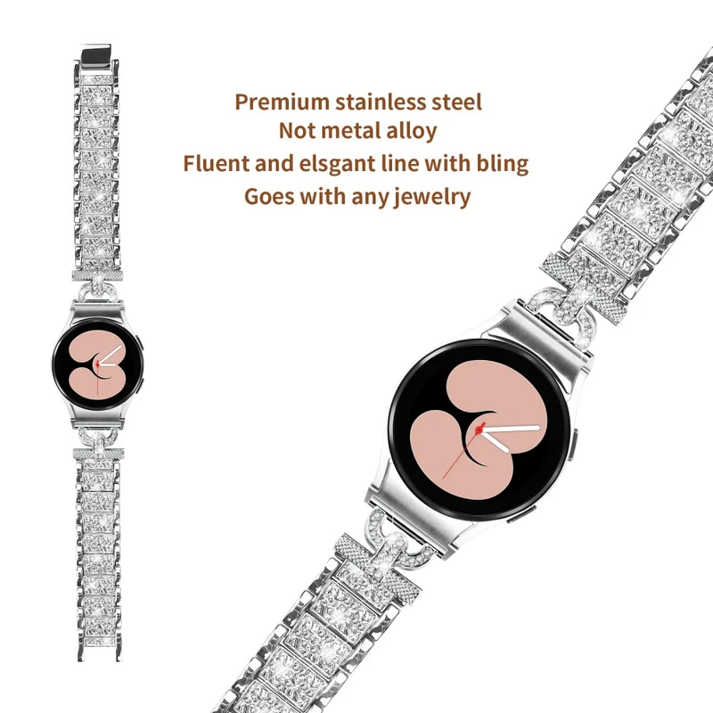 Samsung Galaxy Watch 6 / 5 / 4 rhinestone bead stainless steel strap