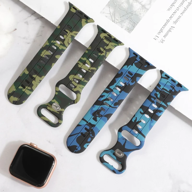 Apple Watch Series 8 (45mm) / Watch Ultra camouflage silicone strap - Army Green